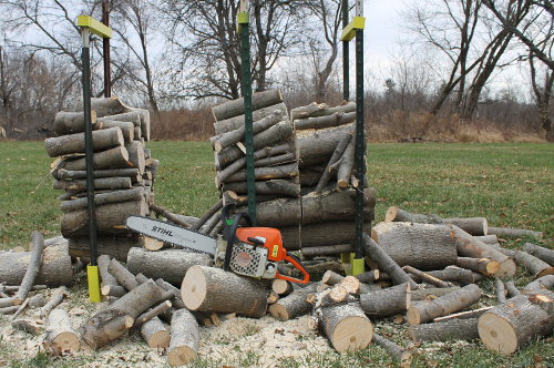 Firewood cutting is quickly completed.